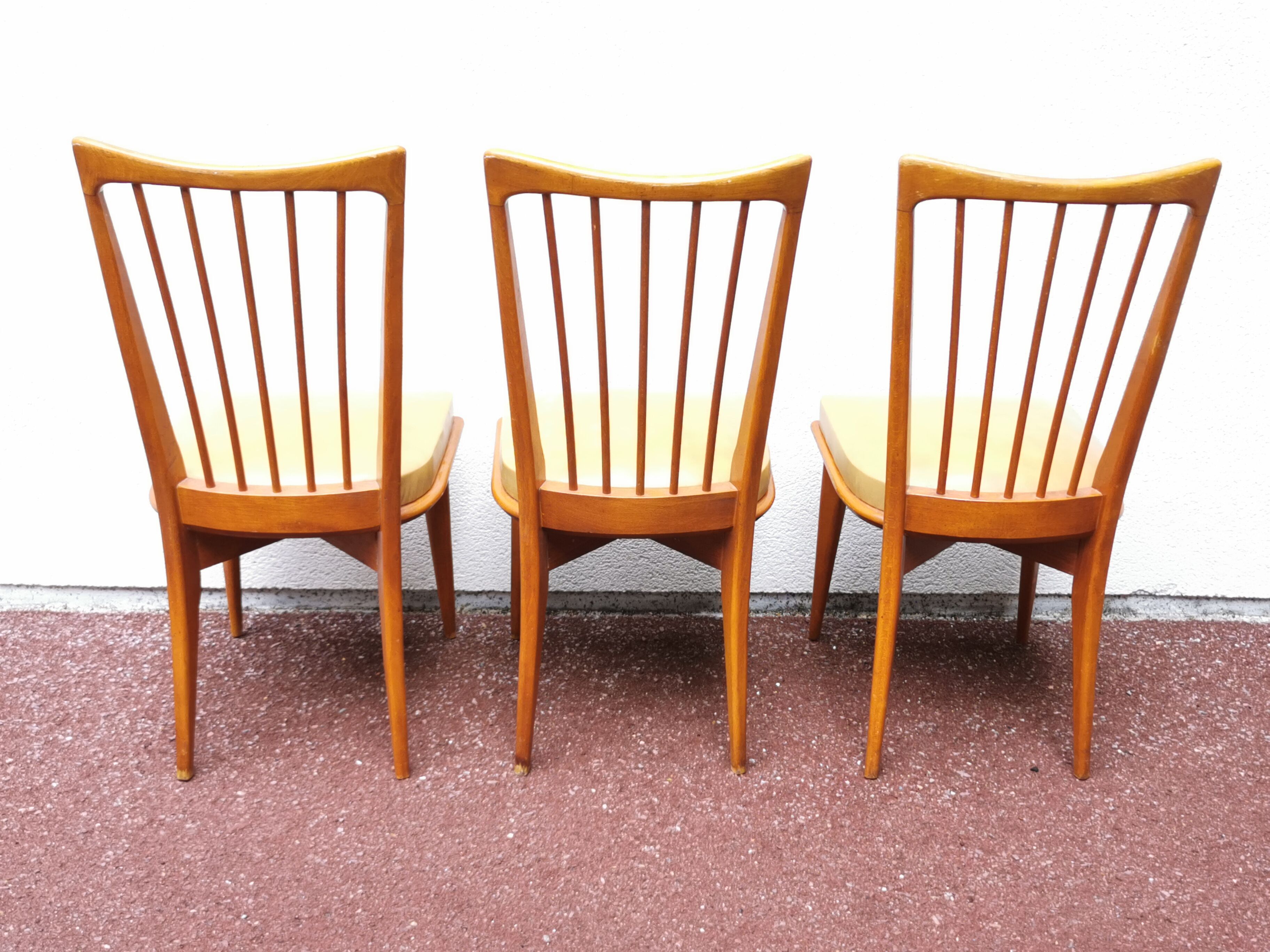 Series of 3 chairs vintage scandinavian style 60's 70's