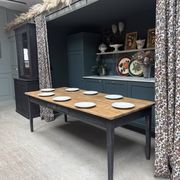 Farm table with black patinated legs (renovated)