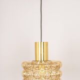 Large amber bubble glass pendant by Helena Tynell for Limburg, Germany, 1970s.