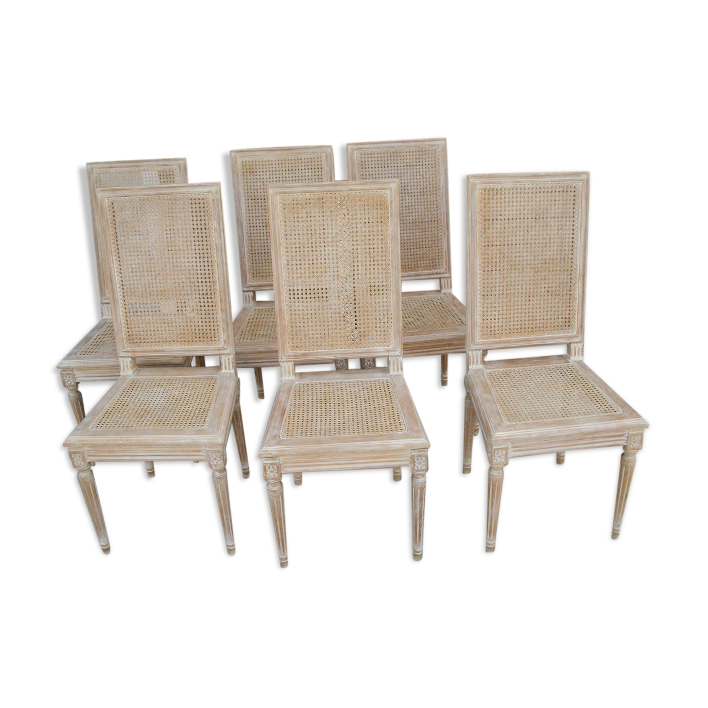 Série de 6 chaises cérusé