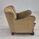 1960s, Danish vintage armchair, furniture velour, dark beech wood.