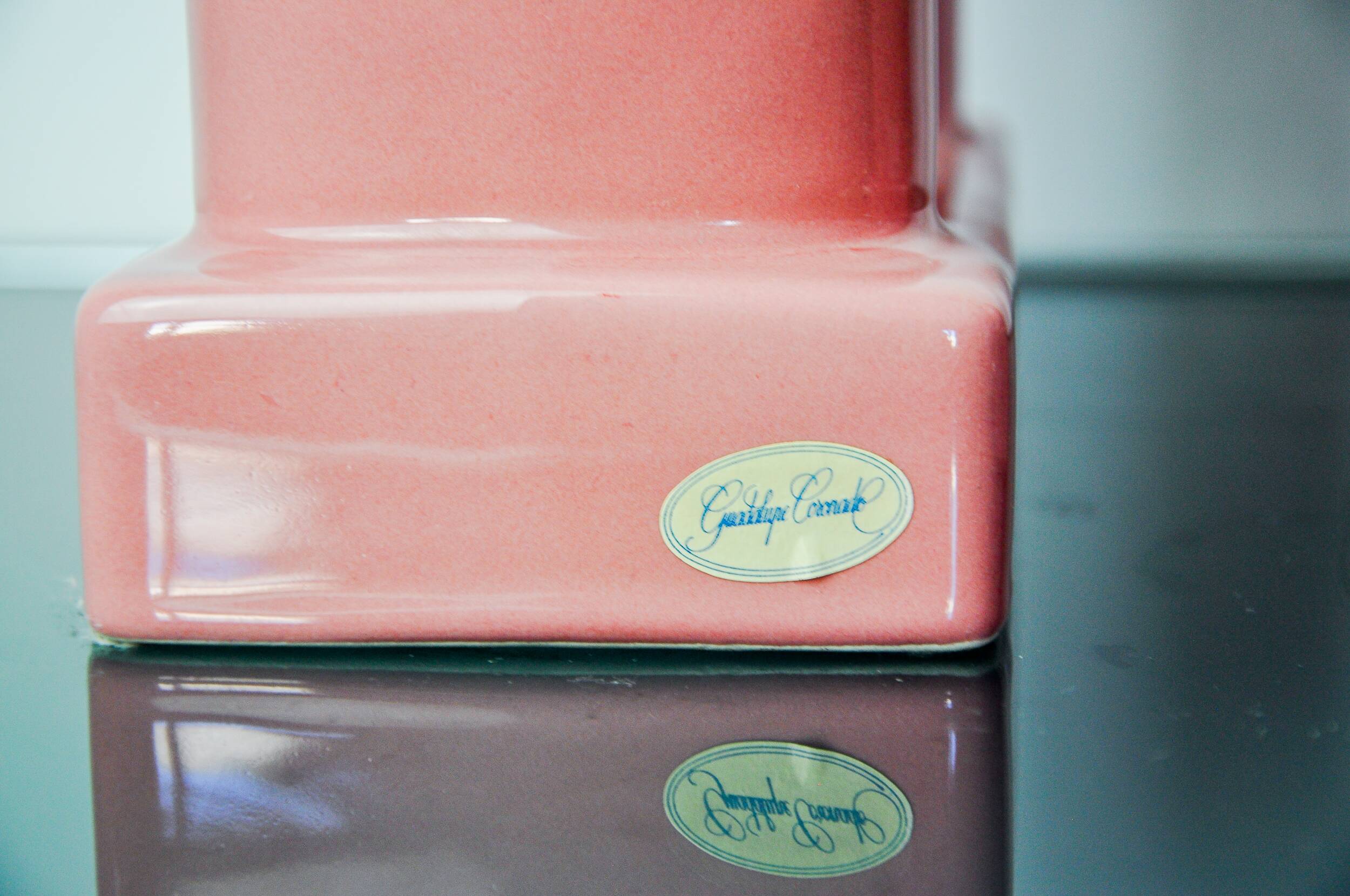 Pair of pink elephants by Guadalupe Coronado, Bookends, ceramic, Spain, 1980