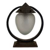Sculptural Art Deco Table Lamp With Frosted Glass Shade, 1930s