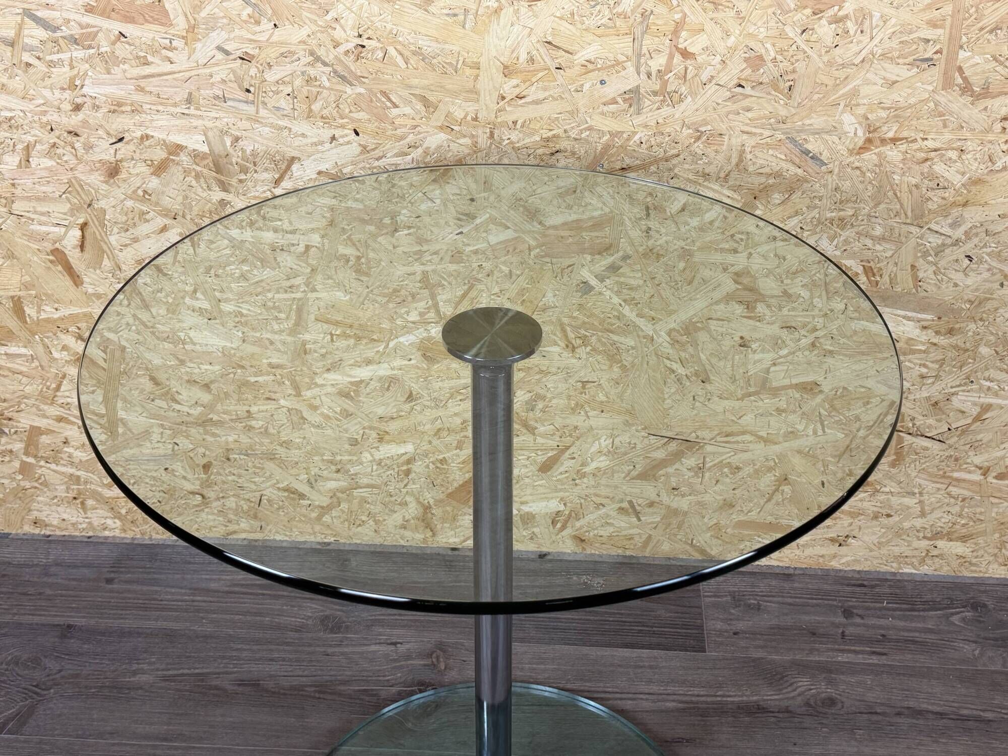 1970s 1980s Coffee Table Side Table in Chrome and Glass Space Age Design