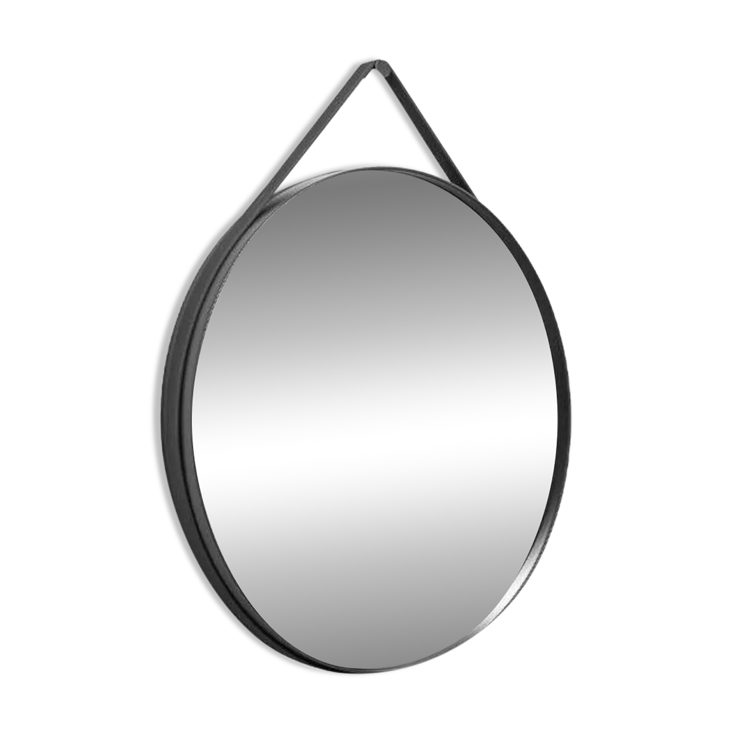 Miroir HAY Ø70 cm à sangle, cadre métal mastic, style scandinave minimalist