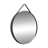 Miroir HAY Ø70 cm à sangle, cadre métal mastic, style scandinave minimalist