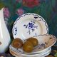 Six "grandma" plates of gien with blue flowers