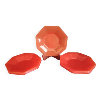 Tontarelli - Lot de 9 assiettes orange marque Tontarelli