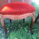 lot of 4 chairs Castle Chippendale, Louis XV late 1800s red velvet