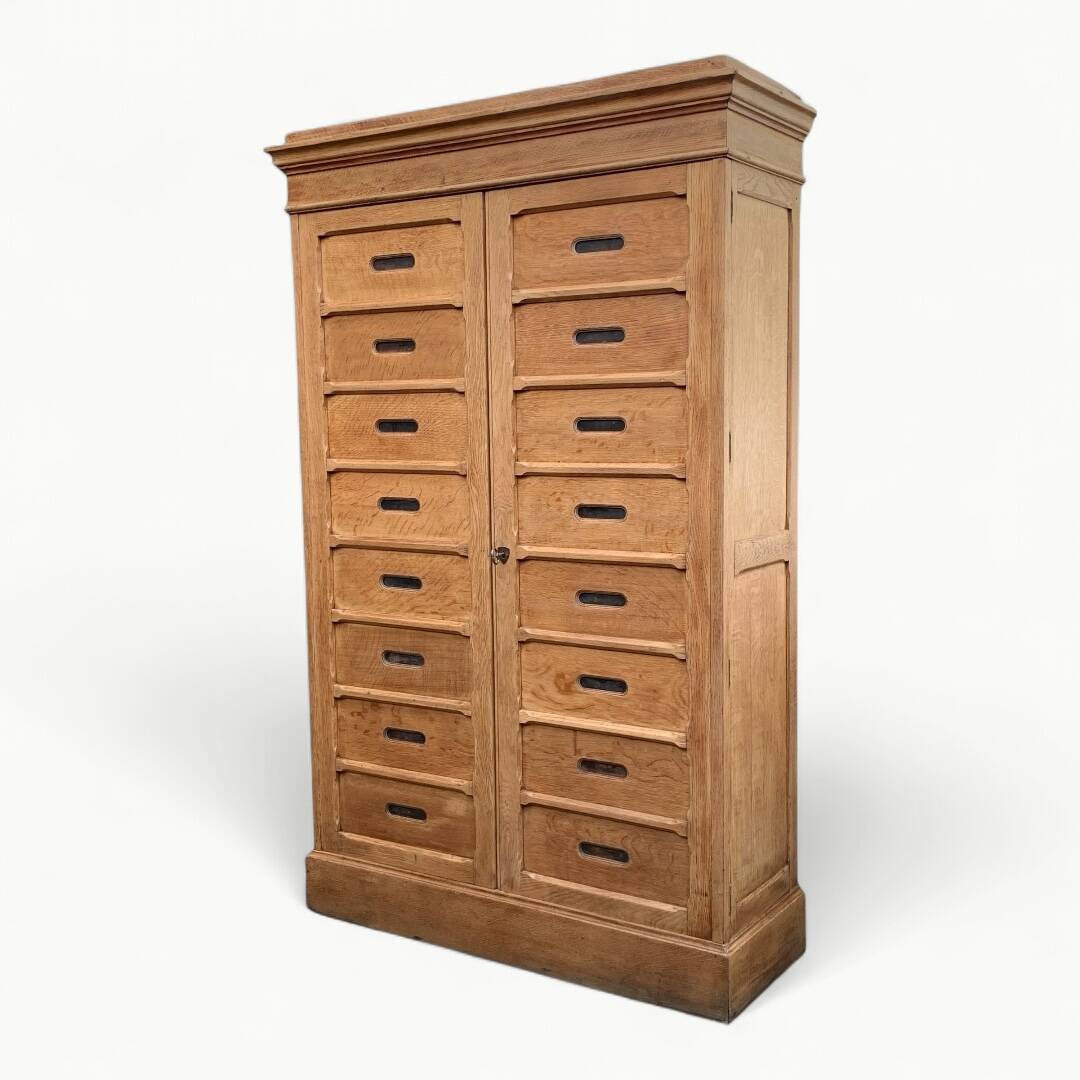 Solid raw oak notary cabinet, 1920