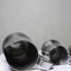 Set of 4 vintage bar measures in brushed stainless steel from the 60s-70s.