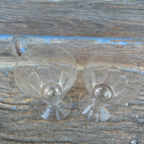 Ensemble de 2 verres à pieds anciens en cristal pour liqueur