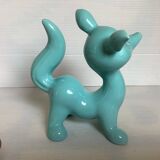 Renard en céramique bleue