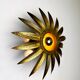 Spanish sunburst flush mount light fixture in gilt iron, Ferro Art, 1960s