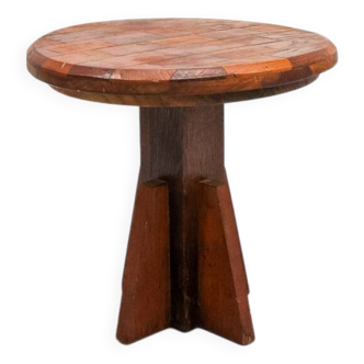 Wabi-sabi Brutalist Wooden Side Table