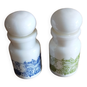 Set of two opaline vials
