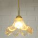 Vintage gold pendant light / Murano glass hanging lamp / Italy 1980s