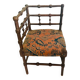 Vintage Art Deco corner chair in bobbin wood and fabric, circa 1930