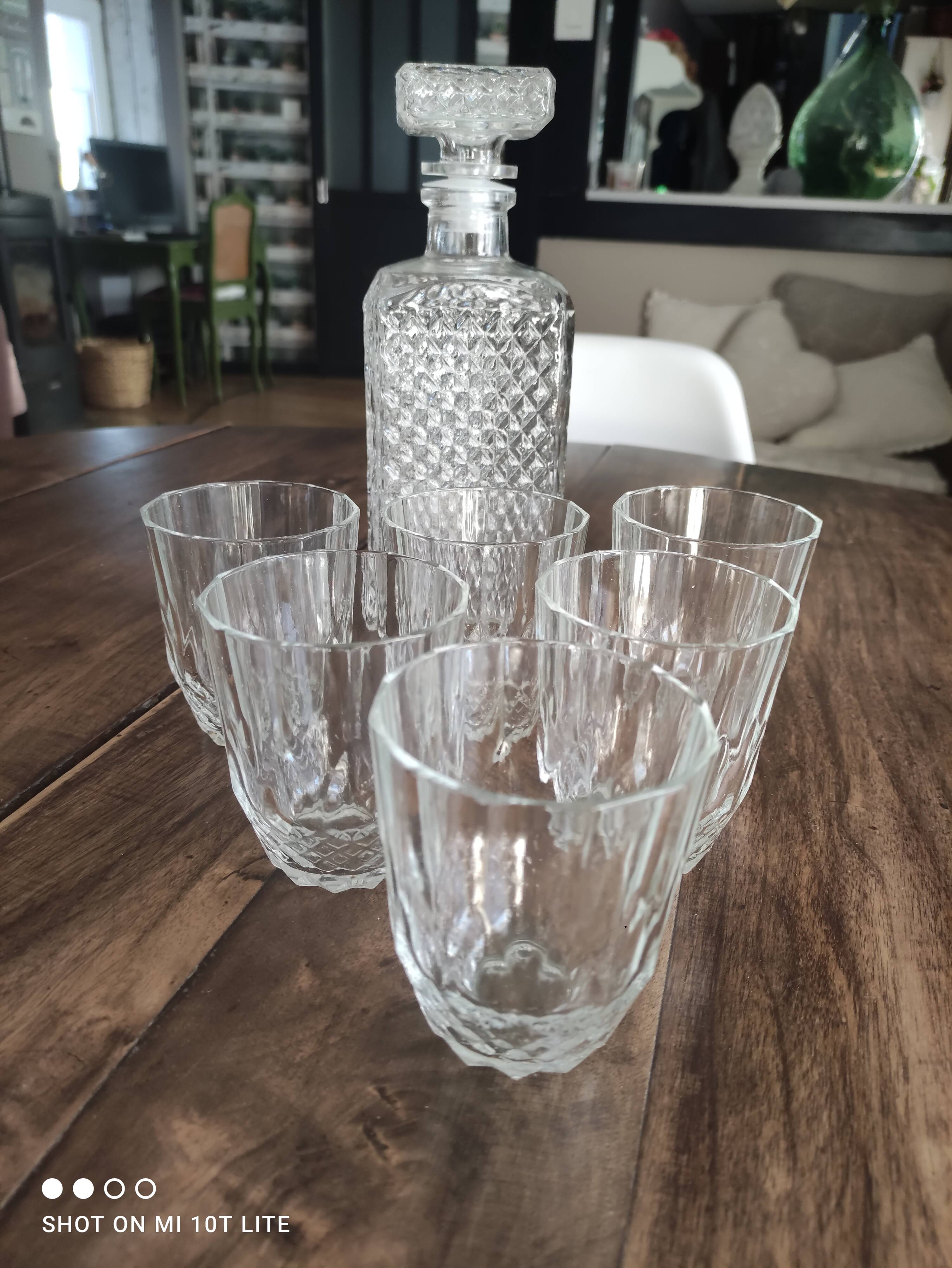 Whisky service 6pers 7pces italian glass A.Masserini