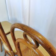 Set of 4 Vintage Bentwood Dining Chairs: Cane Back, Leather Seat, Thonet St