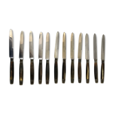 Set of 12 dark Bakelite knives 60s-70s
