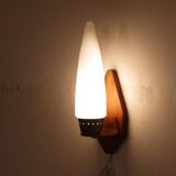 Danish teak and opaline wall lamp