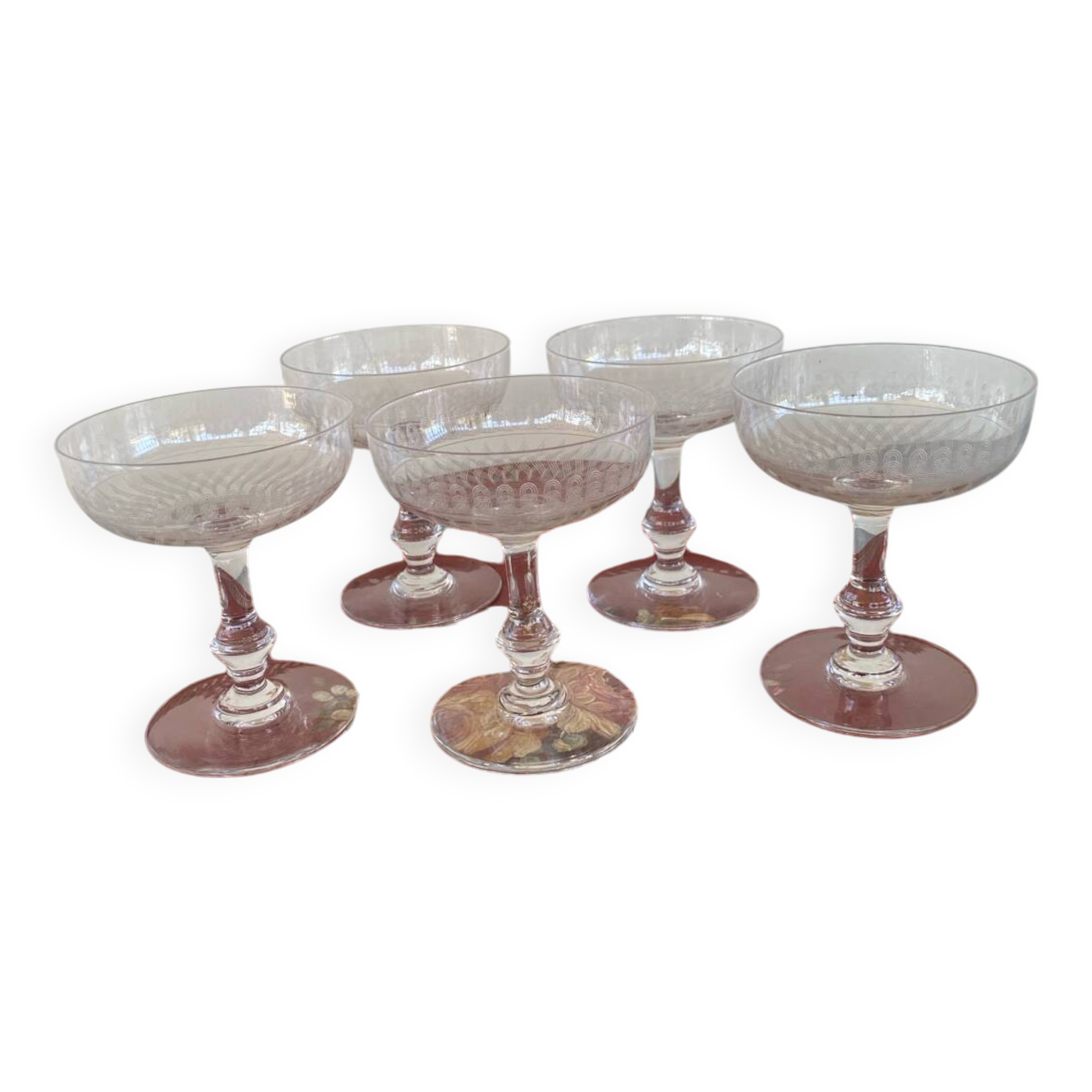 5 coupes à champagne en cristal