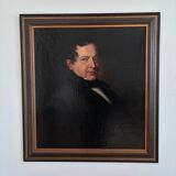 Antique original oil painting of a German opera tenor, large 19th century portrait