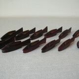 Set of 12 cutlery wooden knife rests carved in the shape of fish tableware