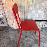 Set of 4 red metal chairs