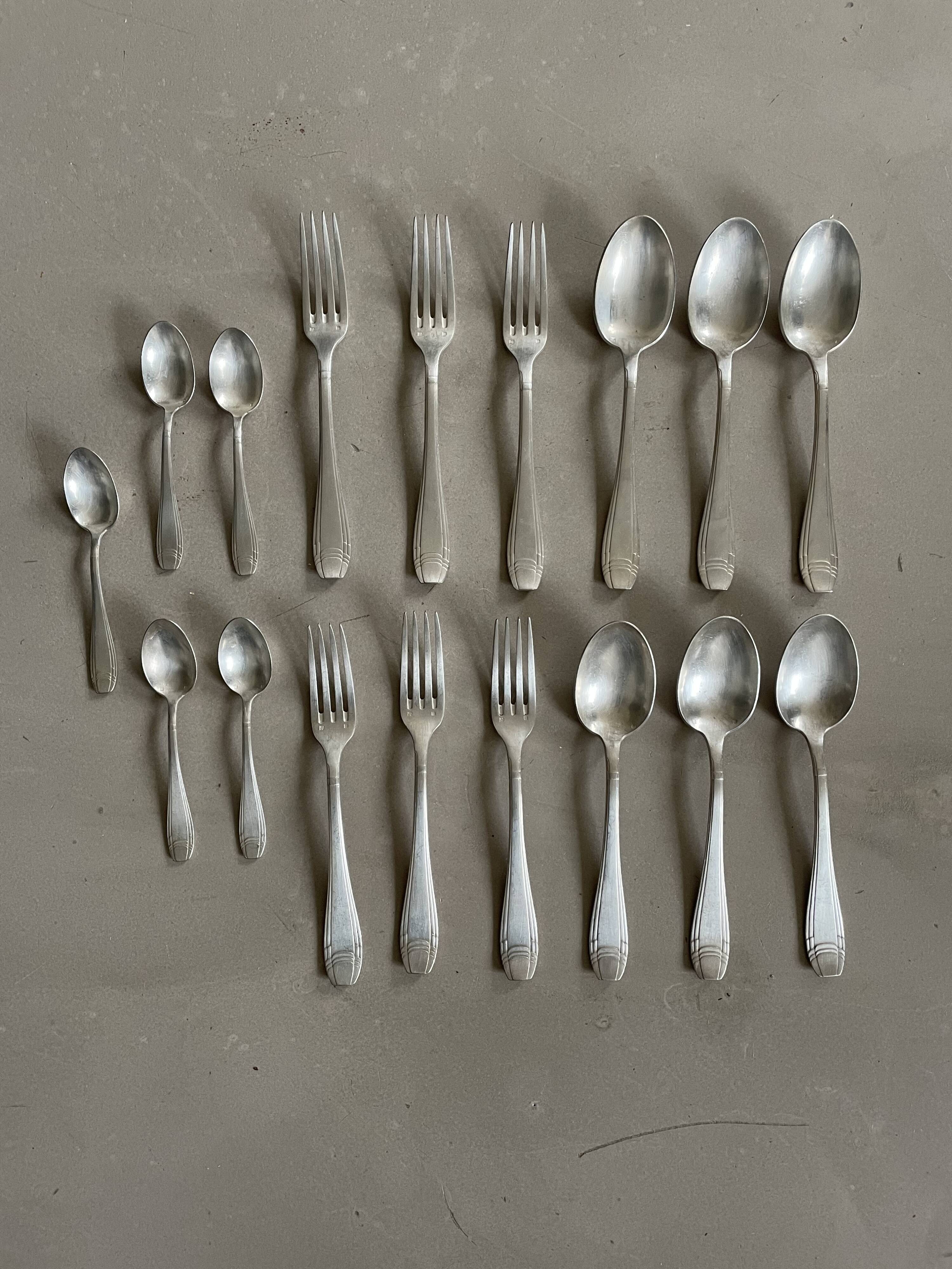 Set of cutlery, Art Deco silverware