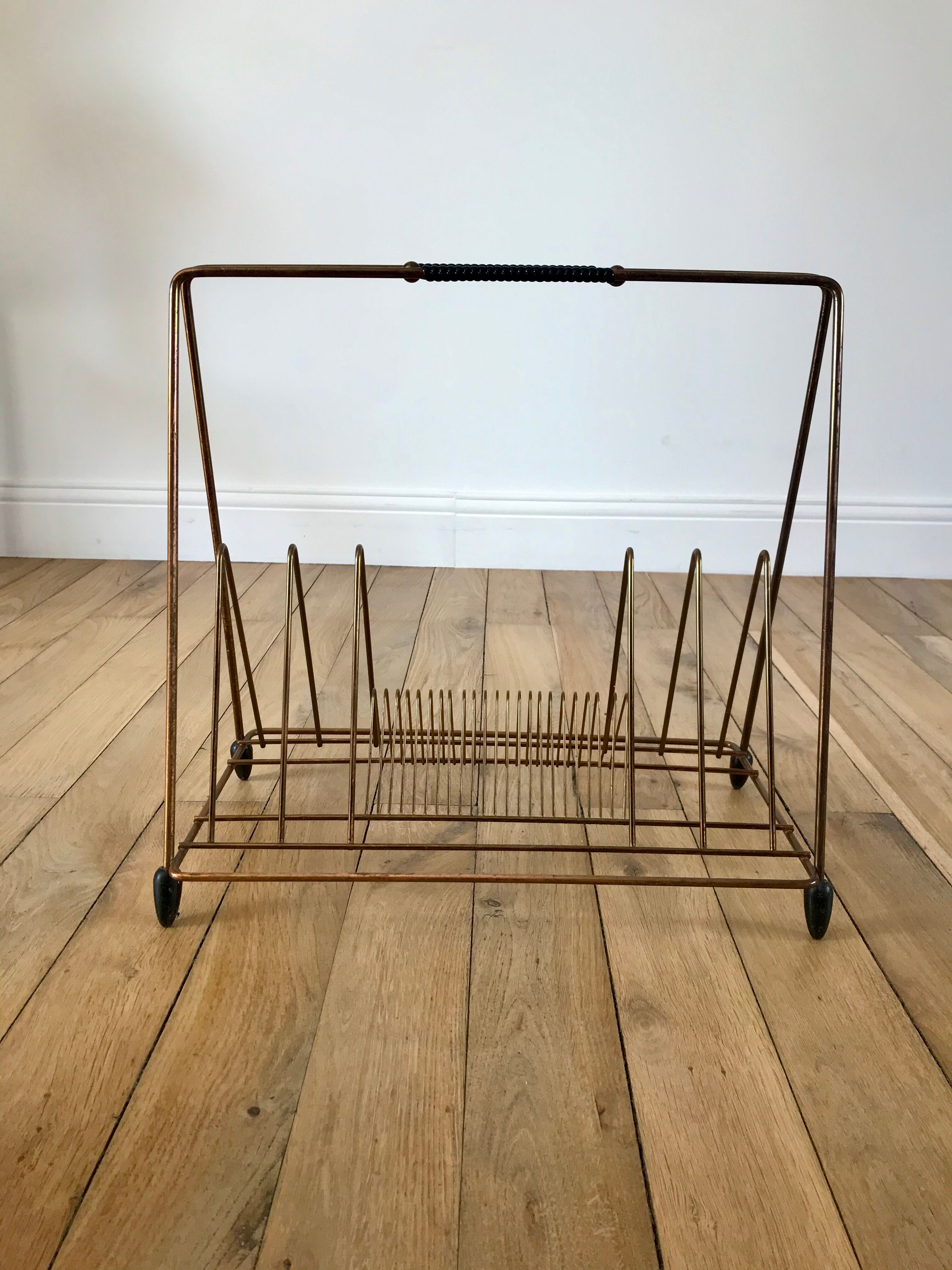 Magazine holder in gilded metal / copper 60s