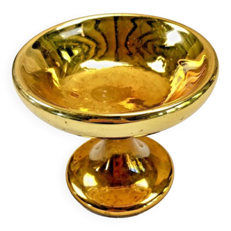 Old cup chalice XIX eglomised glass mercurized gilded gold