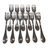 11 silver-plated cake forks by Christofle Pompadour