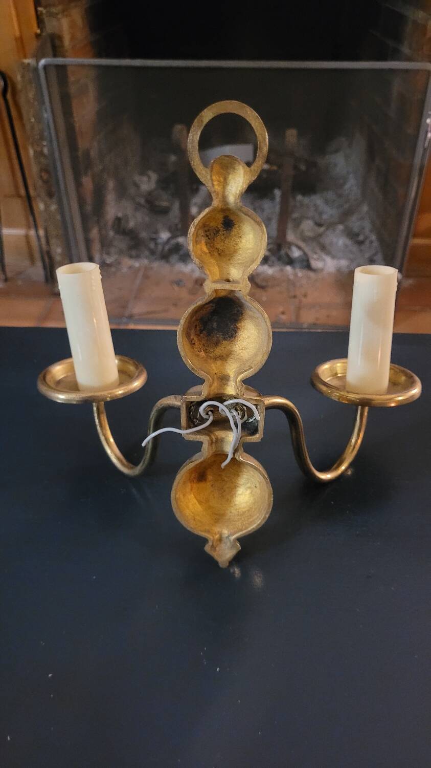 Pair of brass wall lights