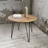 Wicker and metal coffee table from the 1950s