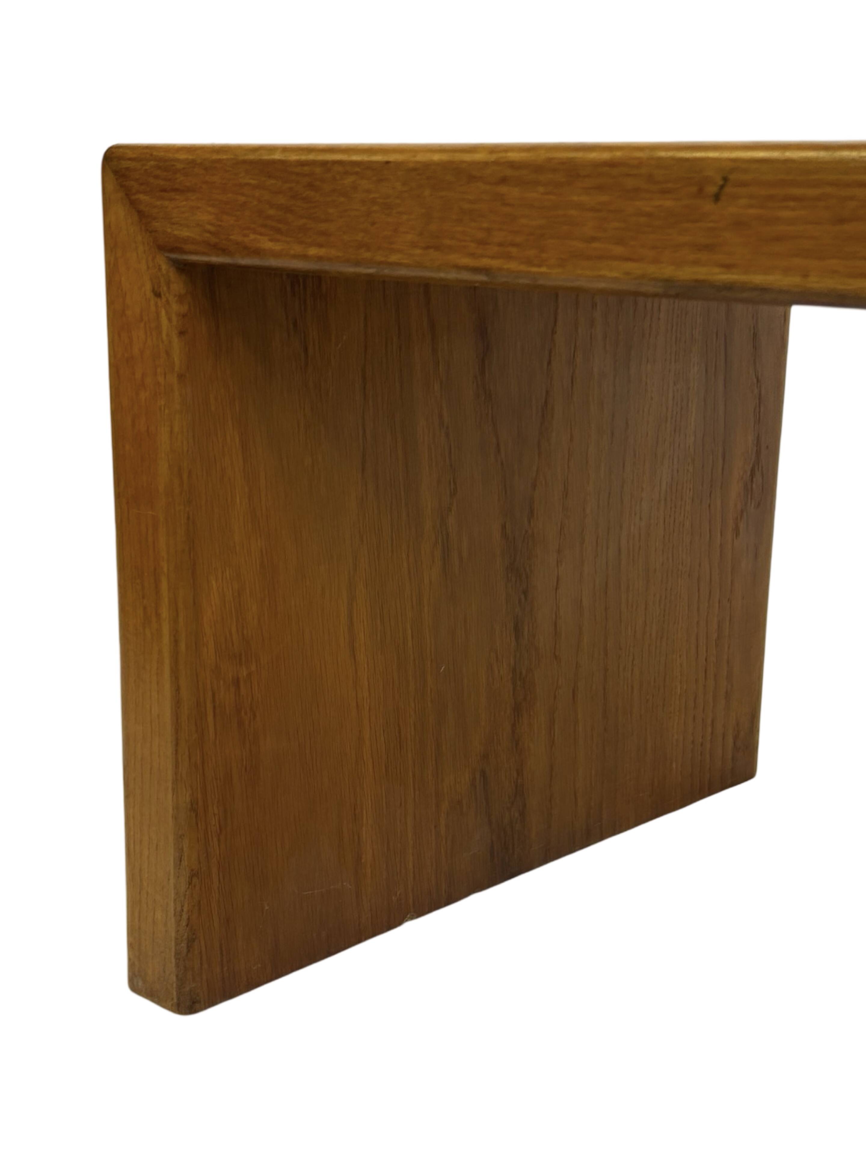 Minimalist vintage teak wood small solid bench