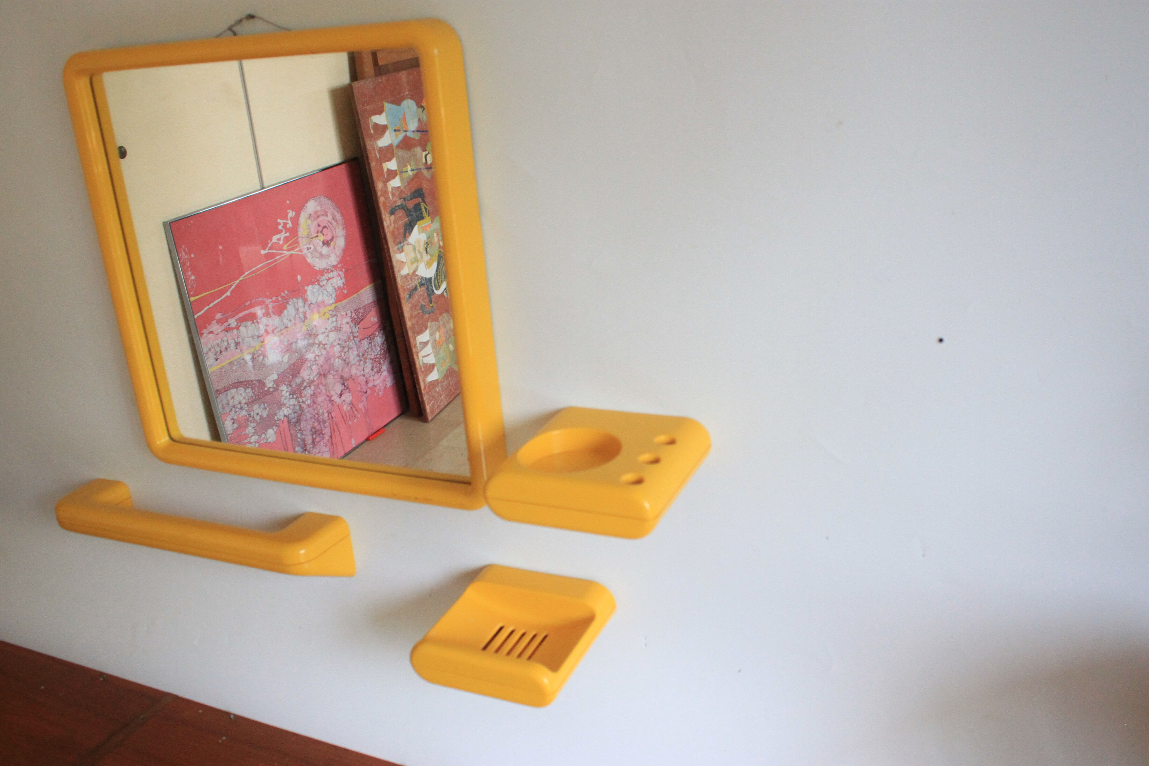 Italian space age plastic bathroom set, mirror