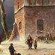 Huge oil painting on canvas Dutch school winter landscape 164x132