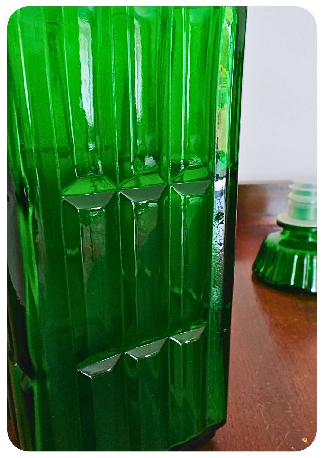 Midcentury Italian Green Glass Caraf/Bottle with Stopper, 1960s.