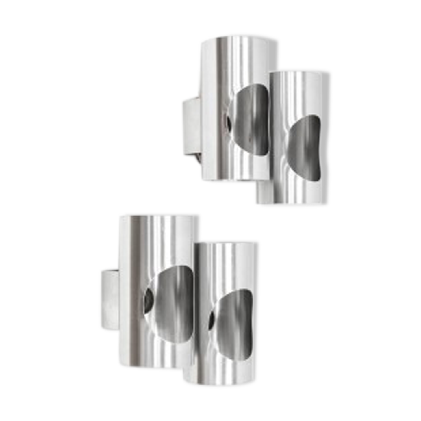 Pair of double wall lamps space age of the 60s/70s