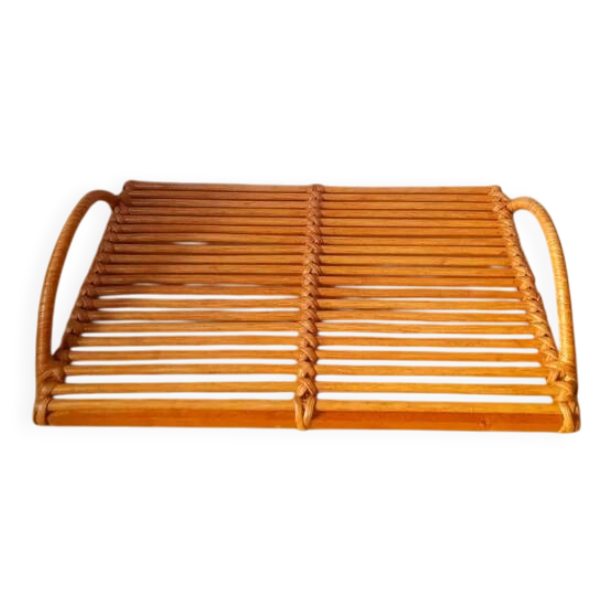 Plateau En Rotin Vintage