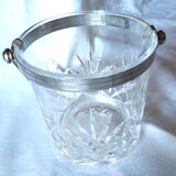 Crystal ice bucket with silver metal handle Saint Louis brand