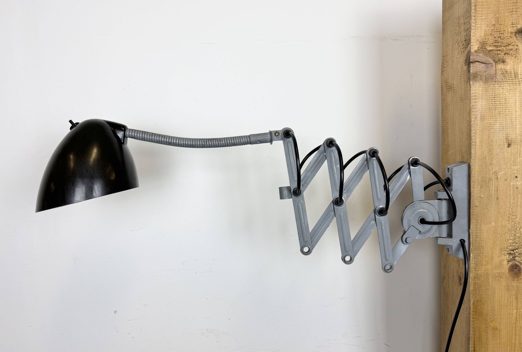 Grey Industrial Scissor Wall Lamp from Elektroinstala, 1960s