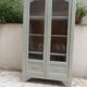 Renovated Art Deco display cabinet in grey-green.