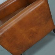 Vintage Dutch leather club chair in cognac color