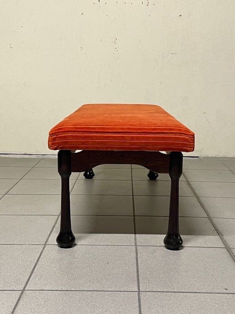 Colourful wooden bench with fabric, 1960s