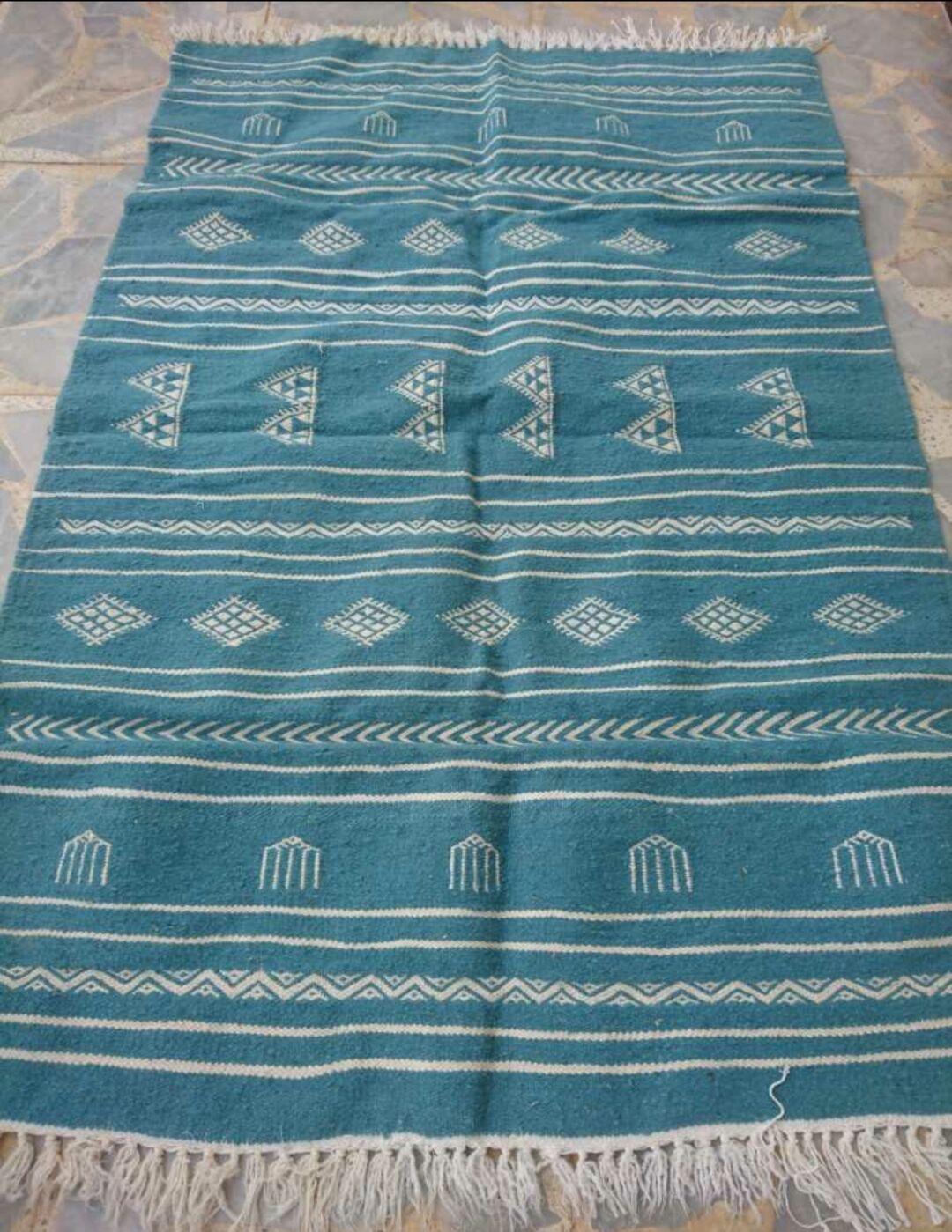 Kilim blue and white handmade  95x140cm