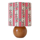 Lampe à poser pied boule années 70 et abat-jour imprimé
