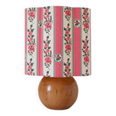 Vintage table lamp, 70s ball base and printed shade.